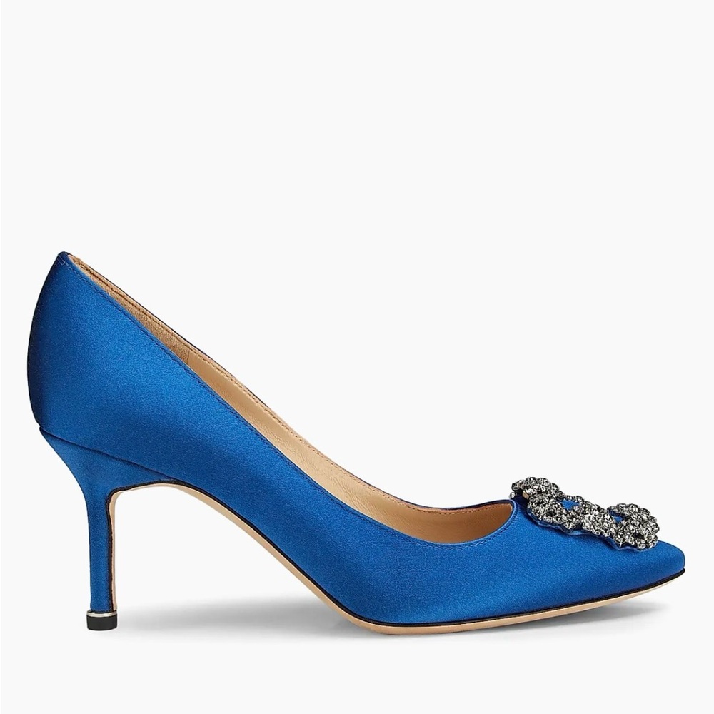 Manolo Blahnik Hangisi 70mm satin blue heels - sz 39.5 - Picture 6 of 13